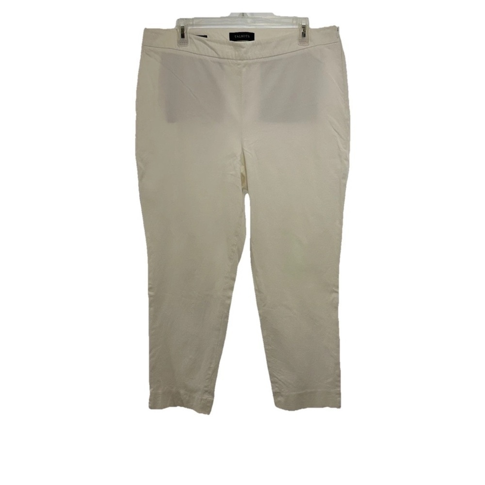 Talbots Chatham Ankle Pants White 16P Cotton Blend Stretch Side Zip